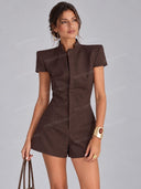 Structured Short Sleeve Tailored Romper