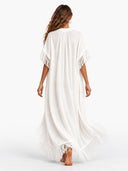 Casual V-Neck Fringe Flowing Maxi Dress
