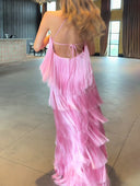 Elegant One-Shoulder Backless Tiered Fringe Maxi Dress