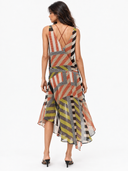Casual Geometric Stripe Print Flowing Maxi Dress
