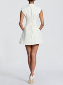 Elegant Mandarin Collar Cutout A-Line Mini Dress