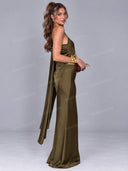 Asymmetric Draped Top & Maxi Skirt Set
