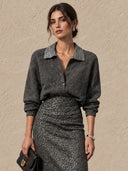 Elegant Glitter Knit Sweater & Sequin Maxi Skirt Two Piece Set