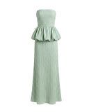 Elegant Strapless Ruched Skirt Two-Piece Set