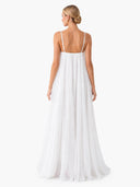 Fashion Flowy Chiffon Plunging Chest Cutout Slip Loose Maxi Dress