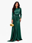 Elegant Draped Satin Maxi Dress