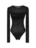 Tailored Blazer Vest Mesh Bodysuit Wide Leg Pants Three Piece Set