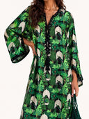 Emerald Oasis Scenic Print Tassel Maxi Dress