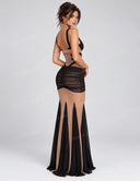 Elegant Sheer Cutout Bodysuit and Maxi Skirt Two Piece Set