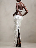 Elegant Halter Cutout Sequin Mermaid Maxi Dress