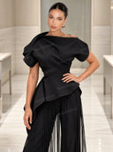 Asymmetrical Fringe Top And Pants Two-Piece Set
