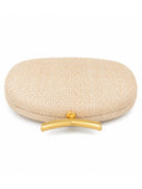 Fashion Half-Moon Woven Straw Clutch Bag