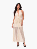 Elegant Deep V-Neck Cutout Lace Maxi Dress