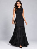 Elegant Sleeveless Pleated Tiered Maxi Dress