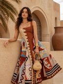 Unique Artistic Abstract Print Midi Dress