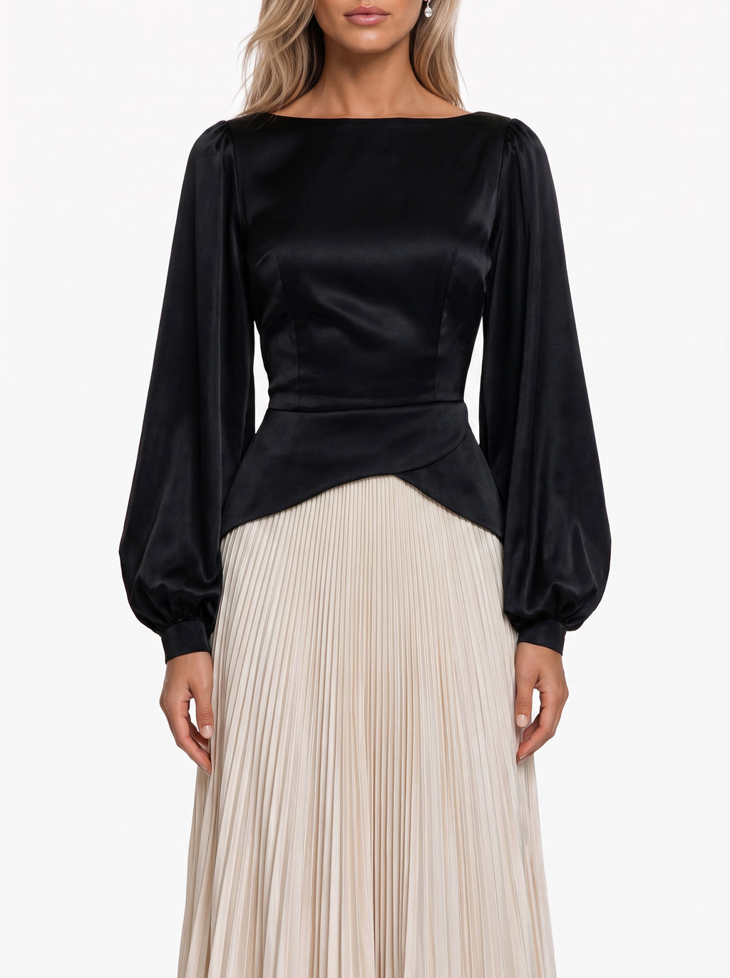Chic Minimalist Velvet Paneled Pleated-Hem Maxi Dress