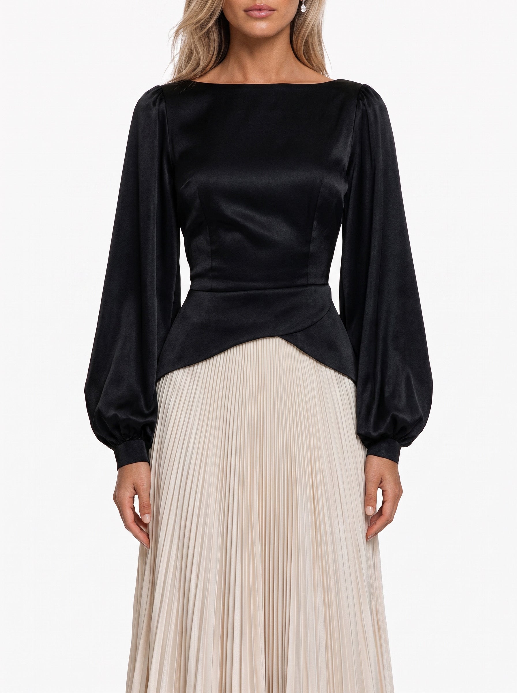 Chic Minimalist Velvet Paneled Pleated-Hem Maxi Dress