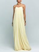 Elegant Strapless A-Line Pleated Maxi Dress