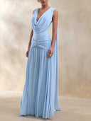 Sexy Off-Shoulder Pleated Maxi Dress