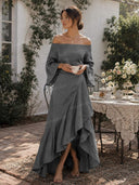 Casual Off-Shoulder Ruffle Maxi Dress