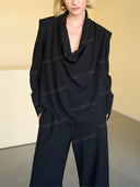 Modern Draped Cowl Neck Top & Wide Leg Pants Set