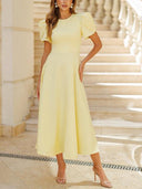 Elegant High-neck Bud Sleeve Midi Dress