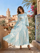 Elegant Paisley Print Chiffon Maxi Dress