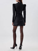 Elegant Puff Sleeve Lace Trim Prom Mini Dress