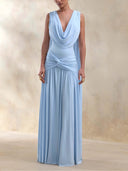 Sexy Off-Shoulder Pleated Maxi Dress
