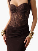 Sexy Sweetheart Lace Waist-Cinched Mermaid Maxi Dress