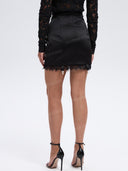 Elegant Lace Top & Lace Up Mini Skirt Two Piece Set