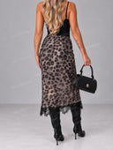 Cropped Blazer & Leopard Lace Midi Skirt Set