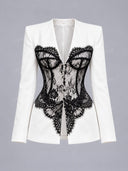 Elegant Contrast Lace Corset Blazer