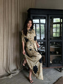 Elegant Watercolor Twist-Front Maxi Dress