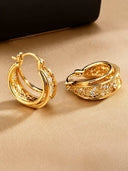 Crystal Filigree Gold Hoop Earrings