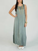 Elegant Satin Maxi Dress & Sheer Chiffon Cardigan Two-Piece Set