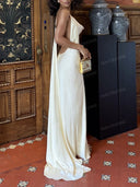 Elegant Green Draped Neckline Maxi Dress