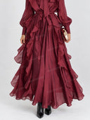 Elegant Bow Neck Ruffle Maxi Dress