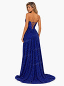 Glamorous Strapless Sequin High Slit Maxi Dress