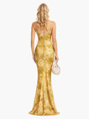Lace Splicing Printed Sling Maxi Dress