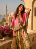 Bohemian Tropical Print Flowy Top & Wide-Leg Pants Two-Piece Set