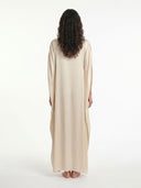 Boat Neck Cape Sleeve Satin Maxi Dress