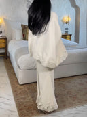 Elegant Batwing Sleeve Lace-Trim Top & Mermaid Skirt Set