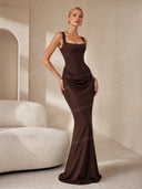 Sling Slim Fit Pleated Maxi Dress