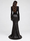 Elegant Mock Neck Top & Faux Leather Mermaid Maxi Skirt Set