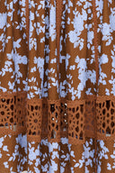 Floral Print Square Neck Crochet Lace Trim Maxi Dress