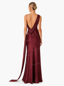 Elegant Satin Asymmetric One Shoulder Maxi Dress