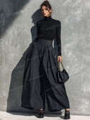 Turtleneck Top & Pleated Wide Leg Pants Set