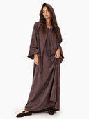 Casual Hooded Wide-Sleeve Open-Front Abaya Maxi Dress