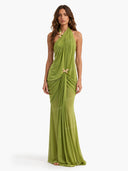 Elegant Open-Back Chiffon Maxi Dress